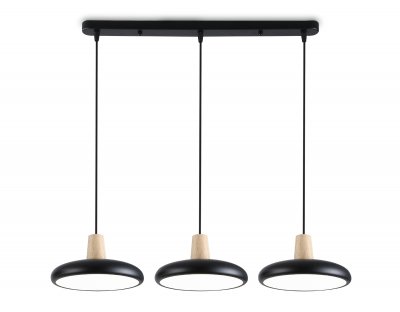 Люстра светодиодная на штанге Ambrella FL4841/3 BK/WD черный/дерево 72W 3000-6000K 550*200*800 (без ПДУ)