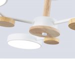 Люстра светодиодная на штанге Ambrella FL4855/3 WH/WD белый/дерево 54W 3000-6000K D660*170 (без ПДУ)