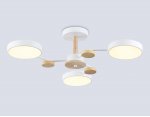 Люстра светодиодная на штанге Ambrella FL4855/3 WH/WD белый/дерево 54W 3000-6000K D660*170 (без ПДУ)