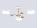 Люстра светодиодная на штанге Ambrella FL4855/3 WH/WD белый/дерево 54W 3000-6000K D660*170 (без ПДУ)