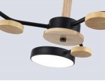 Люстра светодиодная на штанге Ambrella FL4857/3 BK/WD черный/дерево 54W 3000-6000K D660*170 (без ПДУ)