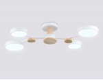 Люстра светодиодная на штанге Ambrella FL4858/4 WH/WD белый/дерево 60W 3000-6000K 700*400*120 (без ПДУ)