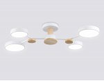 Люстра светодиодная на штанге Ambrella FL4858/4 WH/WD белый/дерево 60W 3000-6000K 700*400*120 (без ПДУ)
