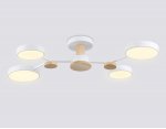 Люстра светодиодная на штанге Ambrella FL4858/4 WH/WD белый/дерево 60W 3000-6000K 700*400*120 (без ПДУ)