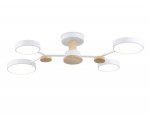 Люстра светодиодная на штанге Ambrella FL4858/4 WH/WD белый/дерево 60W 3000-6000K 700*400*120 (без ПДУ)