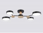 Люстра светодиодная на штанге Ambrella FL4860/4 BK/WD черный/дерево 60W 3000-6000K 700*400*120 (без ПДУ)