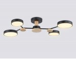 Люстра светодиодная на штанге Ambrella FL4860/4 BK/WD черный/дерево 60W 3000-6000K 700*400*120 (без ПДУ)