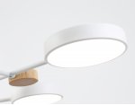Люстра светодиодная на штанге Ambrella FL4861/6 WH/WD белый/дерево 90W 3000-6000K D750*180 (без ПДУ)