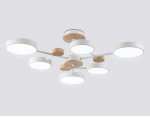 Люстра светодиодная на штанге Ambrella FL4861/6 WH/WD белый/дерево 90W 3000-6000K D750*180 (без ПДУ)