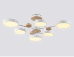Люстра светодиодная на штанге Ambrella FL4861/6 WH/WD белый/дерево 90W 3000-6000K D750*180 (без ПДУ)