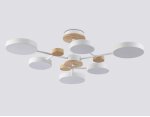 Люстра светодиодная на штанге Ambrella FL4861/6 WH/WD белый/дерево 90W 3000-6000K D750*180 (без ПДУ)