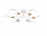 Люстра светодиодная на штанге Ambrella FL4864/7 WH/WD белый/дерево 126W 3000-6000K D830*190 (без ПДУ)