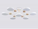 Люстра светодиодная на штанге Ambrella FL4864/7 WH/WD белый/дерево 126W 3000-6000K D830*190 (без ПДУ)