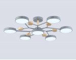 Люстра светодиодная на штанге Ambrella FL4865/7 GR/WD серый/дерево 126W 3000-6000K D830*190 (без ПДУ)