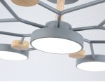 Люстра светодиодная на штанге Ambrella FL4865/7 GR/WD серый/дерево 126W 3000-6000K D830*190 (без ПДУ)