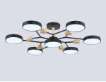 Люстра светодиодная на штанге Ambrella FL4866/7 BK/WD черный/дерево 126W 3000-6000K D830*190 (без ПДУ)