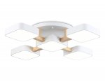 Люстра светодиодная на штанге Ambrella FL4881/5 WH/WD белый/дерево 90W 3000-6000K 675*675*110 (без ПДУ)