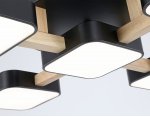 Люстра светодиодная на штанге Ambrella FL4883/5 BK/WD черный/дерево 90W 3000-6000K 675*675*110 (без ПДУ)
