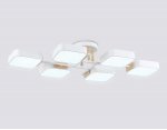 Люстра светодиодная на штанге Ambrella FL4886/6 WH/WD белый/дерево 108W 3000-6000K 850*430*140 (без ПДУ)