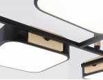 Люстра светодиодная на штанге Ambrella FL4887/6 BK/WD черный/дерево 108W 3000-6000K 850*430*140 (без ПДУ)