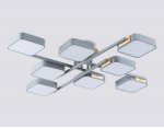 Люстра светодиодная на штанге Ambrella FL4889/8 GR/WD серый/дерево 144W 3000-6000K 960*960*160 (без ПДУ)