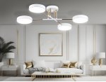 Люстра светодиодная на штанге Ambrella FL516331/4 WH/FGD белый/золото 72W 3000-6000K 610*410*140 (без ПДУ)