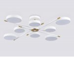 Люстра светодиодная на штанге Ambrella FL516338/8 WH/CP белый/медь 120W 3000-6000K D850*170 (без ПДУ)