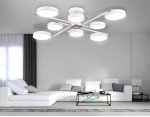 Люстра светодиодная на штанге Ambrella FL516338/8 WH/CP белый/медь 120W 3000-6000K D850*170 (без ПДУ)