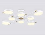 Люстра светодиодная на штанге Ambrella FL516338/8 WH/CP белый/медь 120W 3000-6000K D850*170 (без ПДУ)