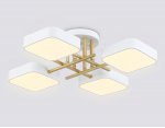 Люстра светодиодная на штанге Ambrella FL516341/4 WH/GD белый/золото 72W 3000-6000K 550*550*150 (без ПДУ)