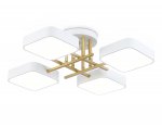 Люстра светодиодная на штанге Ambrella FL516341/4 WH/GD белый/золото 72W 3000-6000K 550*550*150 (без ПДУ)