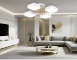 Люстра светодиодная на штанге Ambrella FL516341/4 WH/GD белый/золото 72W 3000-6000K 550*550*150 (без ПДУ)