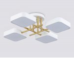 Люстра светодиодная на штанге Ambrella FL516341/4 WH/GD белый/золото 72W 3000-6000K 550*550*150 (без ПДУ)