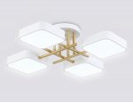 Люстра светодиодная на штанге Ambrella FL516341/4 WH/GD белый/золото 72W 3000-6000K 550*550*150 (без ПДУ)