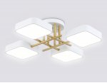 Люстра светодиодная на штанге Ambrella FL516341/4 WH/GD белый/золото 72W 3000-6000K 550*550*150 (без ПДУ)