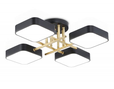 Люстра светодиодная на штанге Ambrella FL516343/4 BK/GD черный/золото 72W 3000-6000K 550*550*150 (без ПДУ)