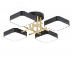 Люстра светодиодная на штанге Ambrella FL516343/4 BK/GD черный/золото 72W 3000-6000K 550*550*150 (без ПДУ)
