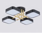 Люстра светодиодная на штанге Ambrella FL516343/4 BK/GD черный/золото 72W 3000-6000K 550*550*150 (без ПДУ)