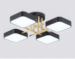 Люстра светодиодная на штанге Ambrella FL516343/4 BK/GD черный/золото 72W 3000-6000K 550*550*150 (без ПДУ)