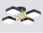 Люстра светодиодная на штанге Ambrella FL516343/4 BK/GD черный/золото 72W 3000-6000K 550*550*150 (без ПДУ)