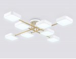 Люстра светодиодная на штанге Ambrella FL516346/8 WH/GD белый/золото 144W 3000-6000K 1060*1060*150 (без ПДУ)