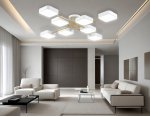 Люстра светодиодная на штанге Ambrella FL516346/8 WH/GD белый/золото 144W 3000-6000K 1060*1060*150 (без ПДУ)