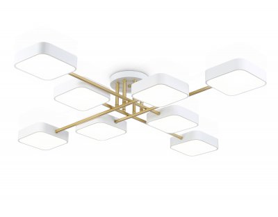 Люстра светодиодная на штанге Ambrella FL516346/8 WH/GD белый/золото 144W 3000-6000K 1060*1060*150 (без ПДУ)