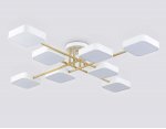 Люстра светодиодная на штанге Ambrella FL516346/8 WH/GD белый/золото 144W 3000-6000K 1060*1060*150 (без ПДУ)