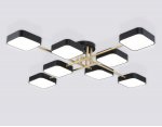Люстра светодиодная на штанге Ambrella FL516348/8 BK/GD черный/золото 144W 3000-6000K 1060*1060*150 (без ПДУ)