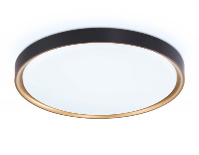 Потолочный светодиодный светильник с высокой степенью защиты IP54 Ambrella FZ1249 BK/GD черный/золото IP54 45W 5000K D480*60 (Без ПДУ)