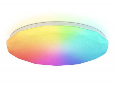 Светодиодный светильник RGB с пультом управления Ambrella FZ418 WH белый IP20 66W 3000K-6500K+RGB D480*65 (ПДУ ИК)