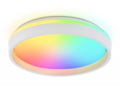 Светодиодный светильник RGB с пультом управления Ambrella FZ601 WH/GD белый/золото IP20 46W 3000K-6500K+RGB D390*80 (ПДУ ИК)