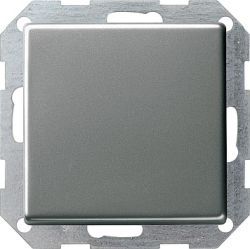 Gira E22 Сталь Выключатель 1-клавишный, с самовозвратом, в сборе с вертикальной клавишей (G012120)