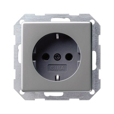 Gira E22 Алюминий Розетка с/з защитой от детей (G0453203)